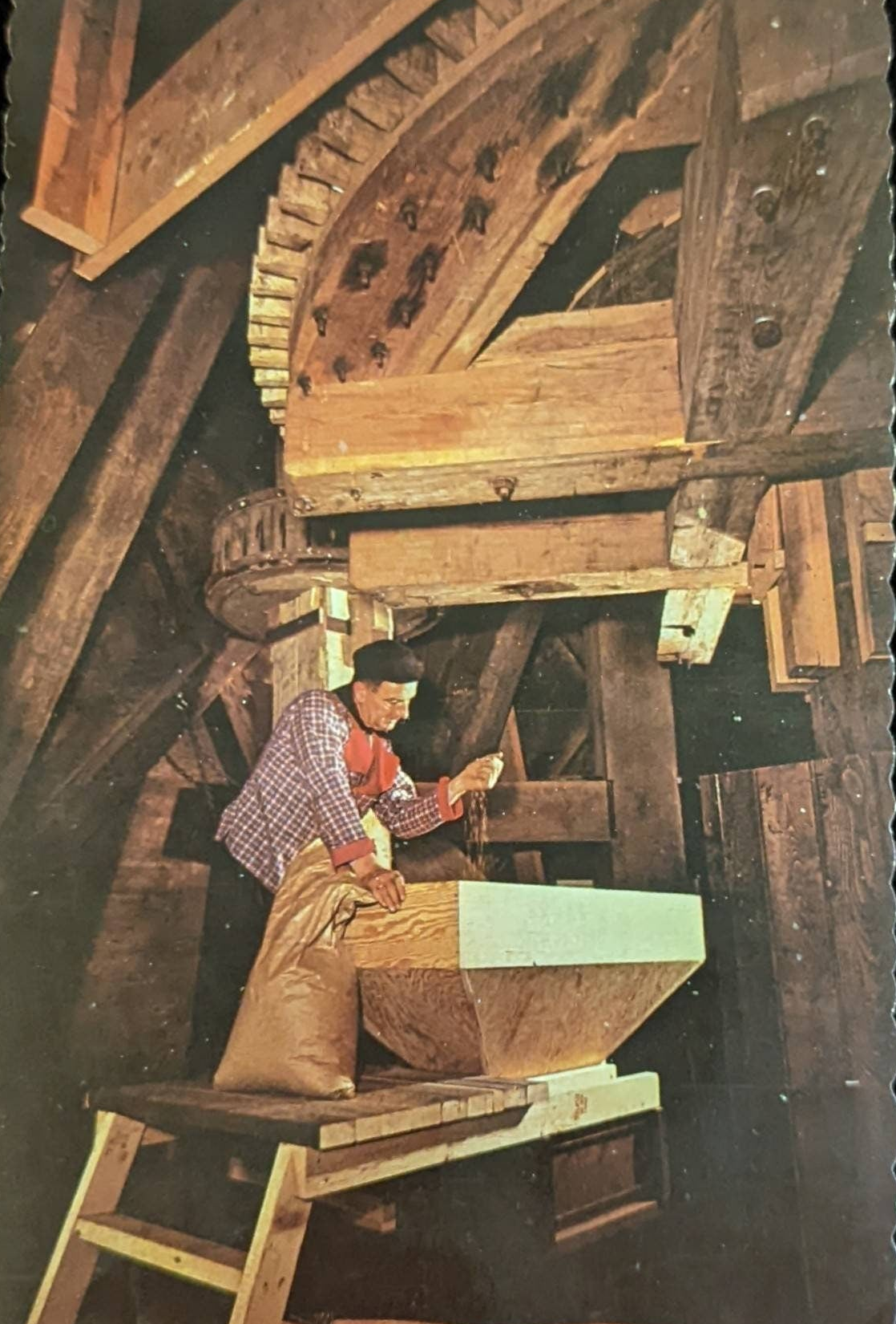 3rd Level of "De Zwaan" (The Swan) Windmill, Holland, Michigan - Vintage Postcard