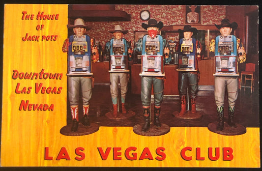 The House of Jackpots - Downtown Las Vegas, Nevada - Las Vegas Club Vintage Postcard