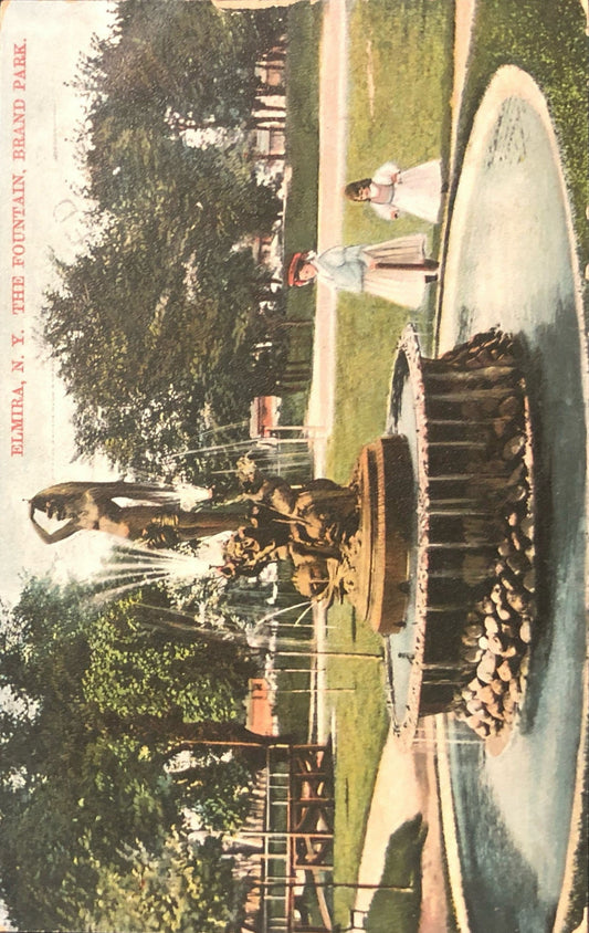 Elmira, N.Y. - The Fountain, Brand Park - 1908 Postcard