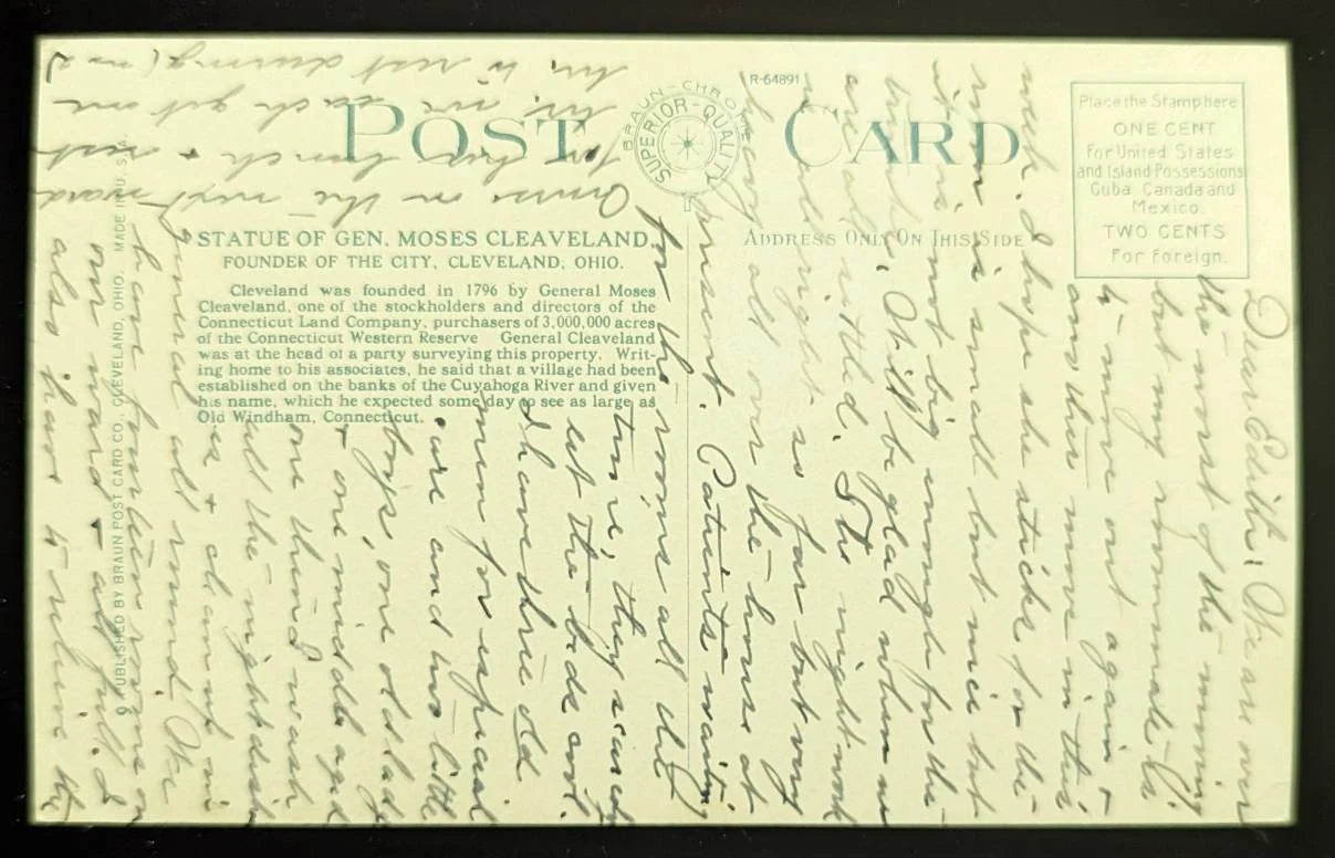 General Moses Cleveland, Founder of Cleveland, Ohio - Vintage Postcard
