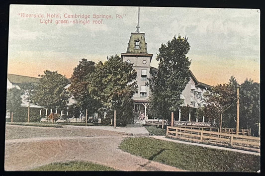 Riverside Hotel - Cambridge Springs, PA - Vintage Postcard