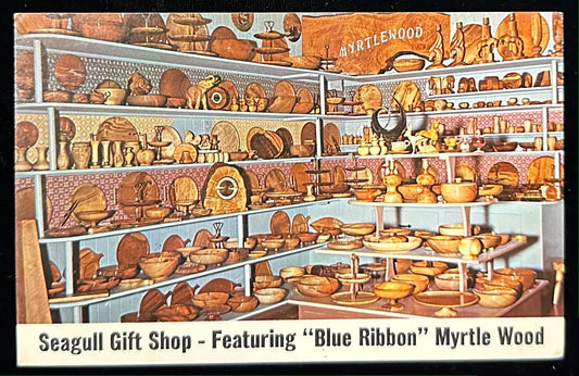 Seagull Gift Shop - Featuring "Blue Ribbon" Myrtle Wood - 1970s Postcards