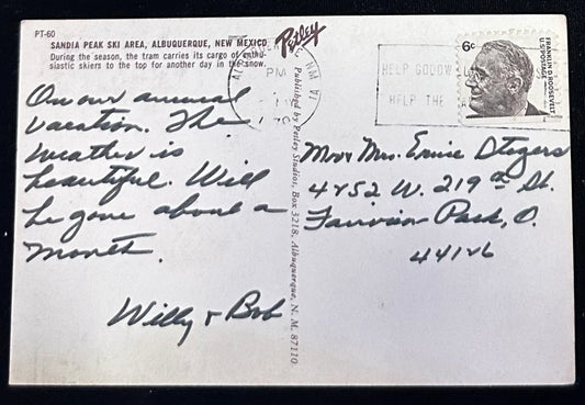 Sandia Peak Tramway, Albuquerque, New Mexico - Vintage Postcard