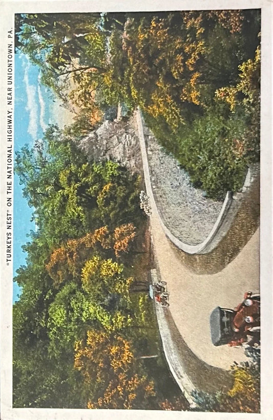 Turkeys Nest on the National Highway - Uniontown, PA- Vintage Postcard