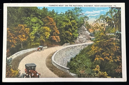 Turkeys Nest on the National Highway - Uniontown, PA- Vintage Postcard