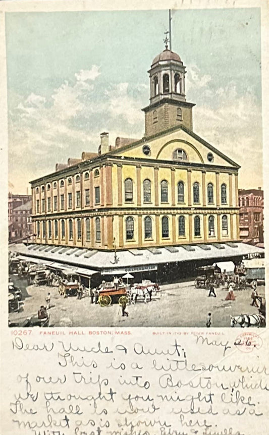 Faneuil Hall - Boston, Mass - Built in 1742 by Peter Faneuil - 1909 Postcard