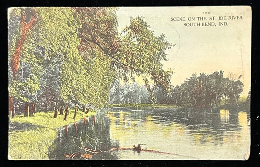 Scene on the St. Joe River - South Bend, Indiana - 1946 Postcard