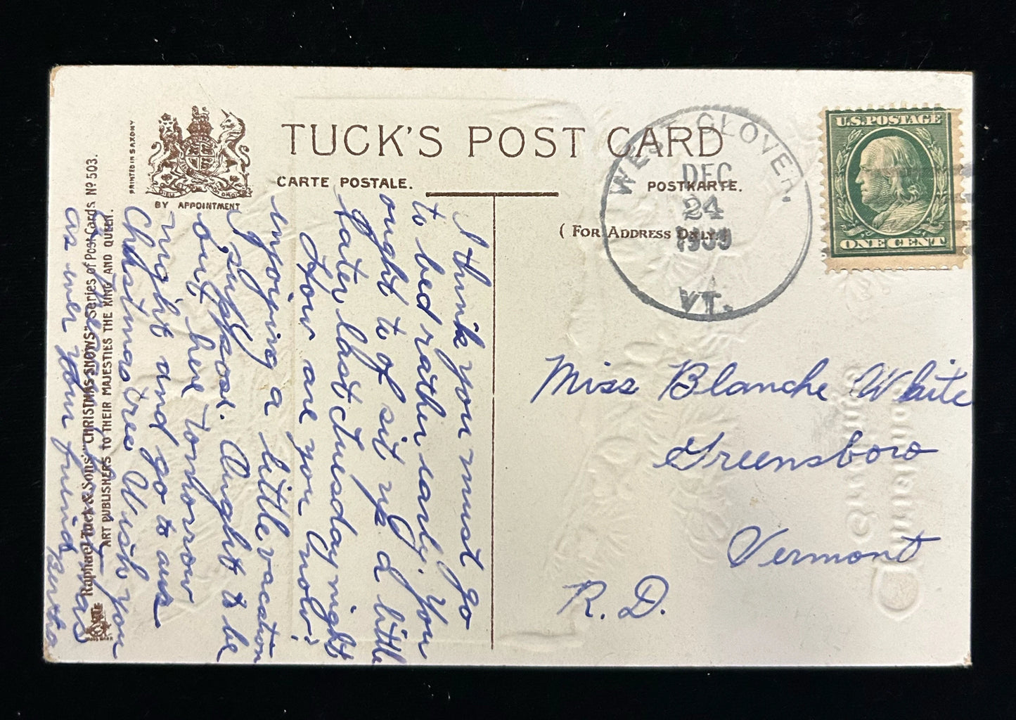 Christmas Greetings - Shepherd and Sheep snow scene - Vintage Holiday Postcard