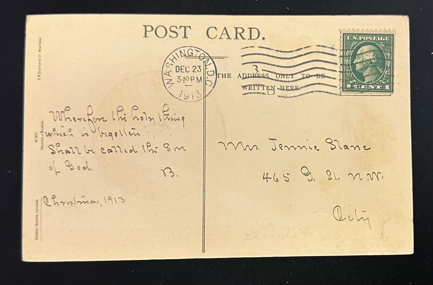 A Holy Happy Christmas - Vintage Postcard