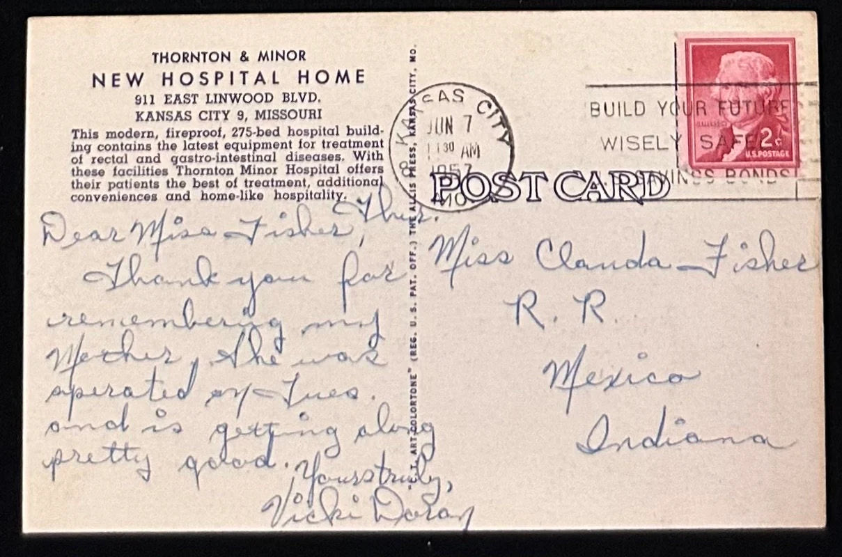 Thornton & Minor New Hospital Home, Kansas City, Missouri - Vintage Postcard