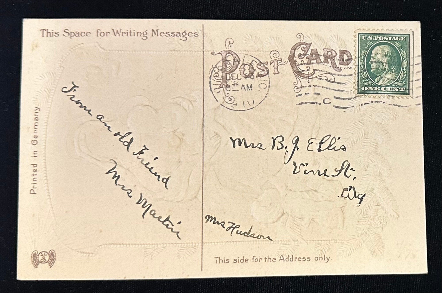 Christmas Greetings - Vintage Postcard