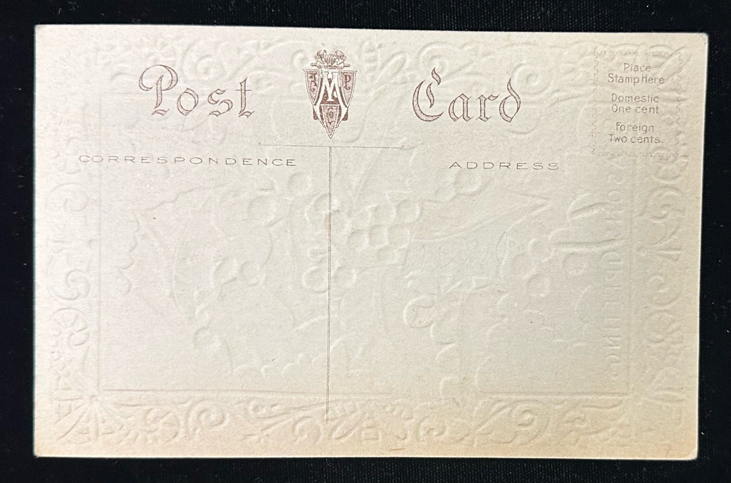 Seasons Greetings - Gold Embossed Christmas Card with Holly - 1920s Vintage Postcard