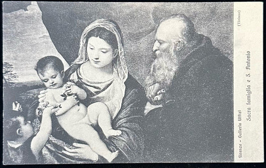 Sacra famiglia e S. Antonio - Italian Postcard