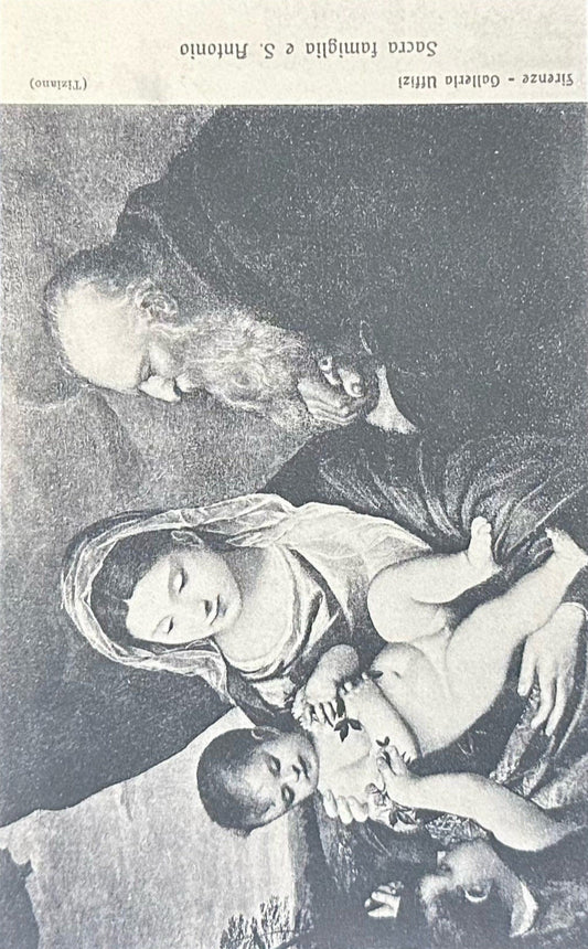 Sacra famiglia e S. Antonio - Italian Postcard