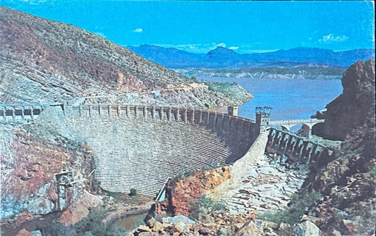 Roosevelt Dam, on the Apache Trail (Arizona Highway 88), Roosevelt, Arizona - Vintage Postcard