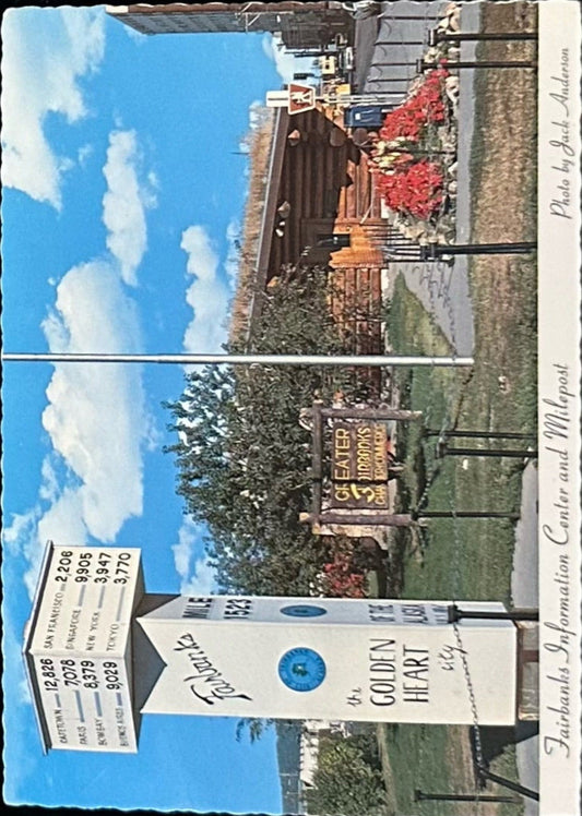 Fairbanks Information Center and Milepoint Alaska- Vintage Postcard