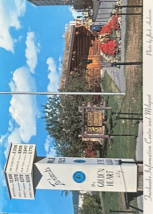 Fairbanks Information Center and Milepoint Alaska - Vintage Postcard