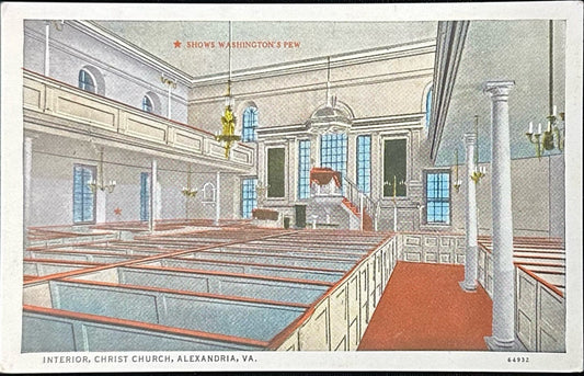 Interior Christ Church, Alexandria, VA - Vintage 1930s Church Postcard
