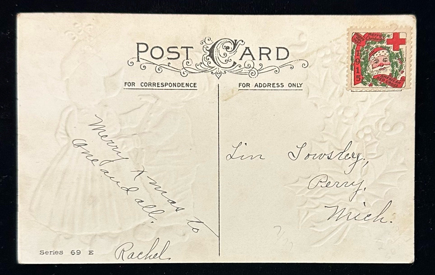 Christmas Wishes - Dutch Postcard "Look for sum mistletoe, den you know vat iss."- Vintage Postcard