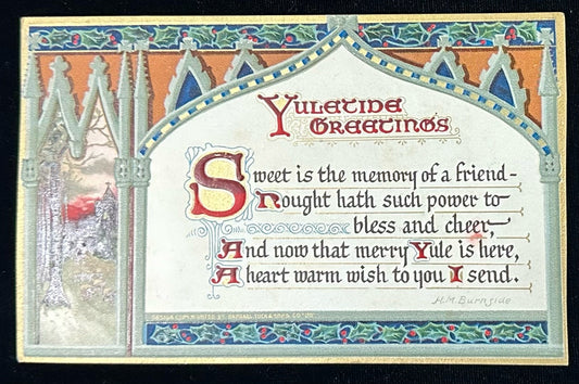 Yuletide Greetings - Vintage Tuck's Postcard