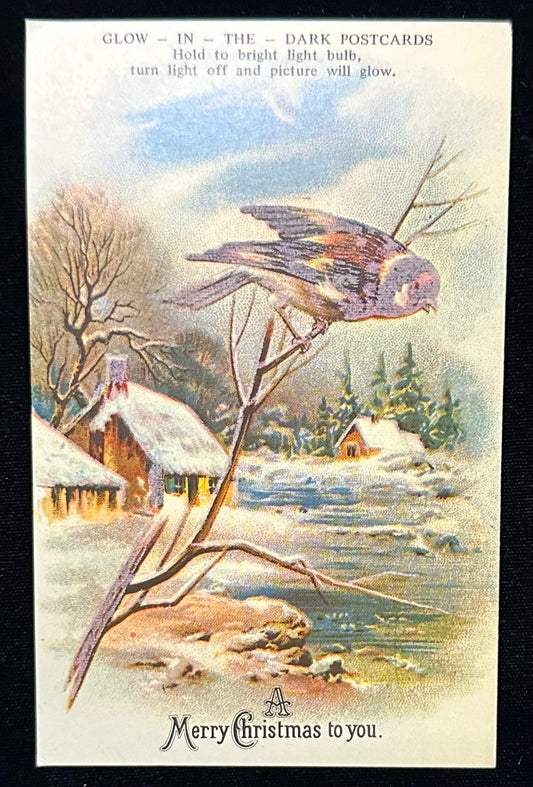 Rare A Merry Christmas to you - Glow in The Dark - Vintage Postcard