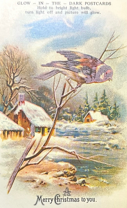 Rare A Merry Christmas to you - Glow in The Dark - Vintage Postcard