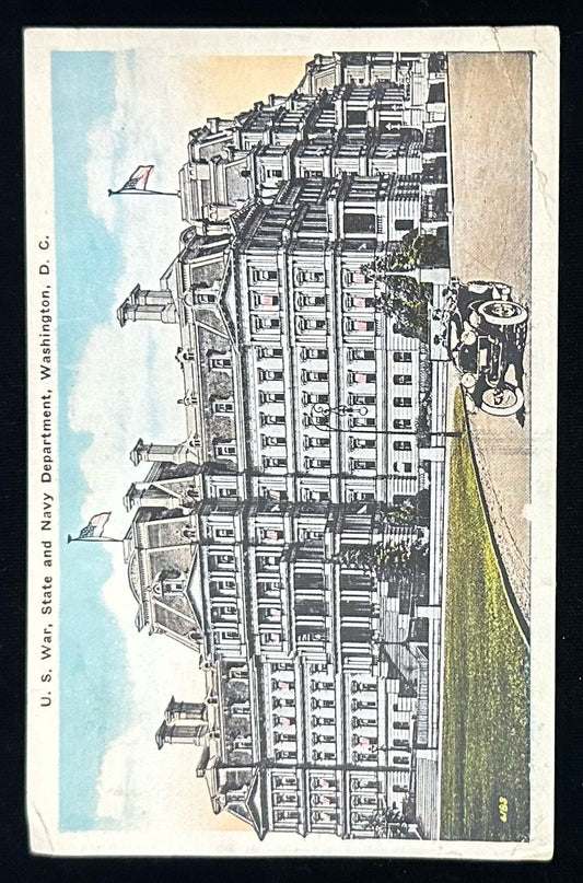 U.S. War, State and Navy Department, Washington D.C., Maryland - Vintage Car - Vintage 1910s Postcard
