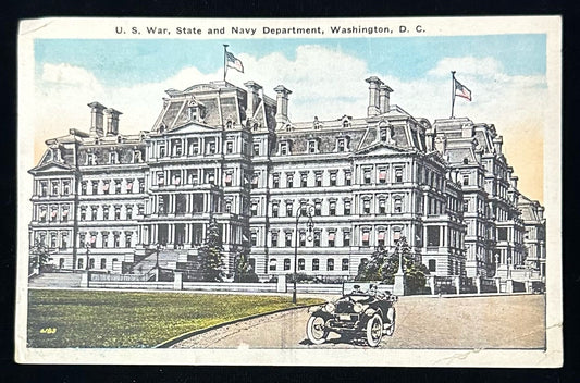 U.S. War, State and Navy Department, Washington D.C., Maryland - Vintage Car - Vintage 1910s Postcard