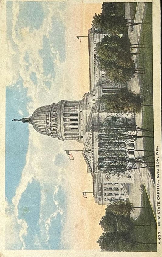 A 633. New State Capitol, Madison, Wisconsin - Vintage Postcard