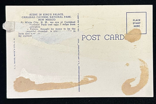Scene in King's Palace - Carlsbad Caverns National Park, New Mexico - Vintage Postcard