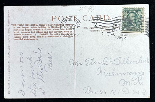 The Ford Building - Detroit, Michigan - 1908 Postcard