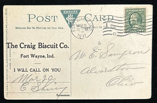 A Cut in the Panama Canal - The Craig Biscuit Co. Advertisement - 1911 Postcard