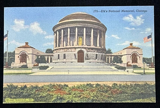Elk's national Memorial - Chicago, Illinois - 1940s Linen Postcard