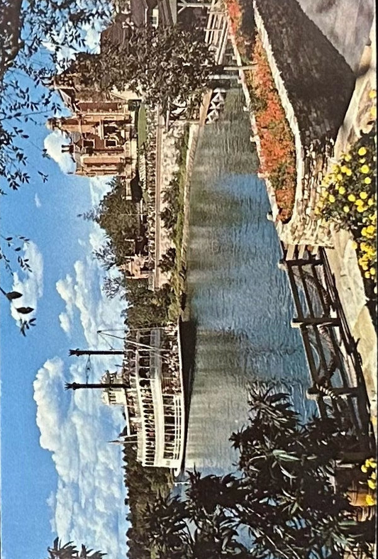 Cruising the Rivers of America - Disneyland Vintage Postcard