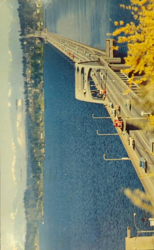 Lake Washington Floating Bridge, Seattle, Washington - Vintage 1950s Bridge Postcard