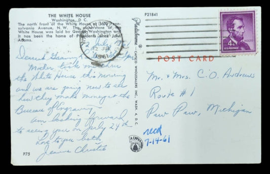 The White House, Washington D.C., Maryland - Vintage 1960s Postcard