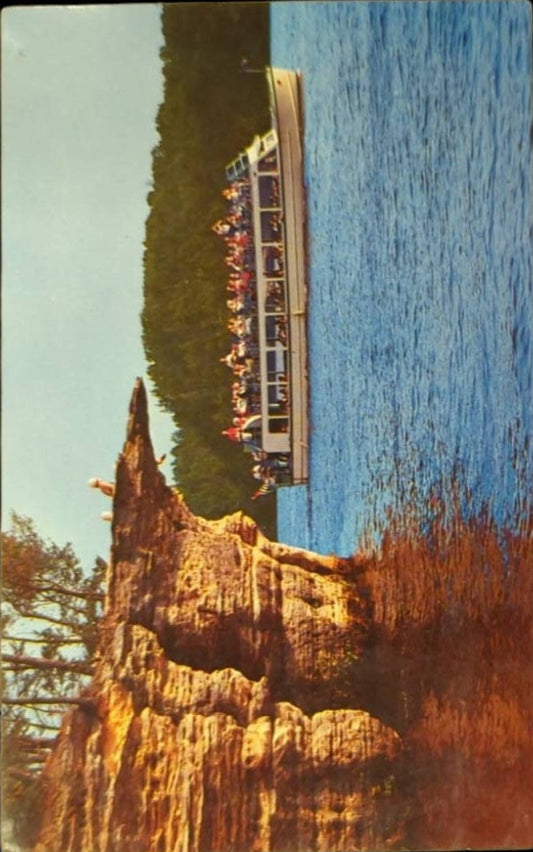 The Swallow's Nests Riverview Boat Line - Upper Dells, Wisconsin Dells - Vintage 1960s Postcard