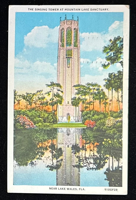 The Singing Tower at Mountain Lake Sanctuary, Near Lake Wells, Florida - Vintage Postcard