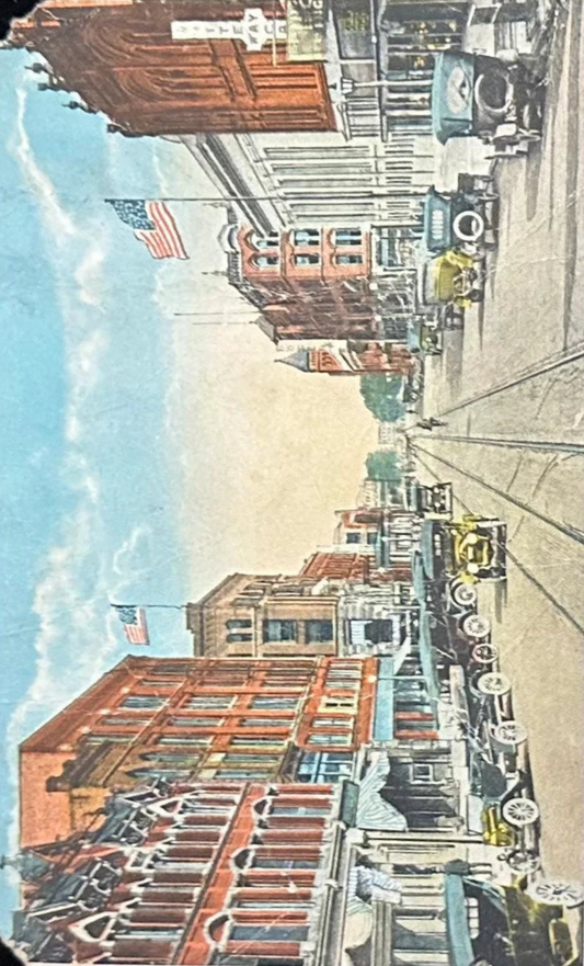 23 Washington Avenue, looking North, Bay City, Michigan - Vintage 1920s Postcard