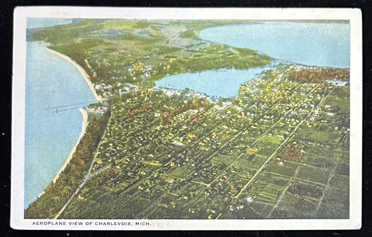 Aeroplane View of Charlevoix, Michigan - Vintage Postcard