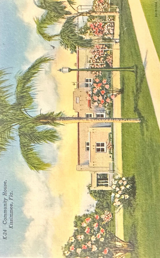 K-24, Community House, Kissimmee, Florida - Linen Vintage Postcard