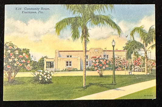 K-24, Community House, Kissimmee, Florida - Linen Vintage Postcard