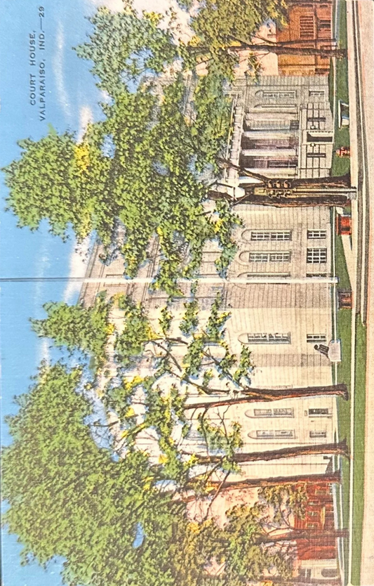 Court House, Valparaiso, Indiana - Linen Vintage Postcard