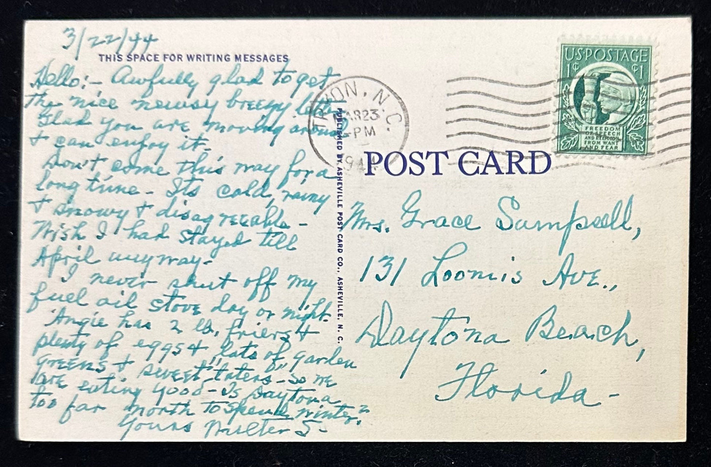 750 Pacolet River and Highway between Saluda and Tryon, North Carolina - Linen Postcard