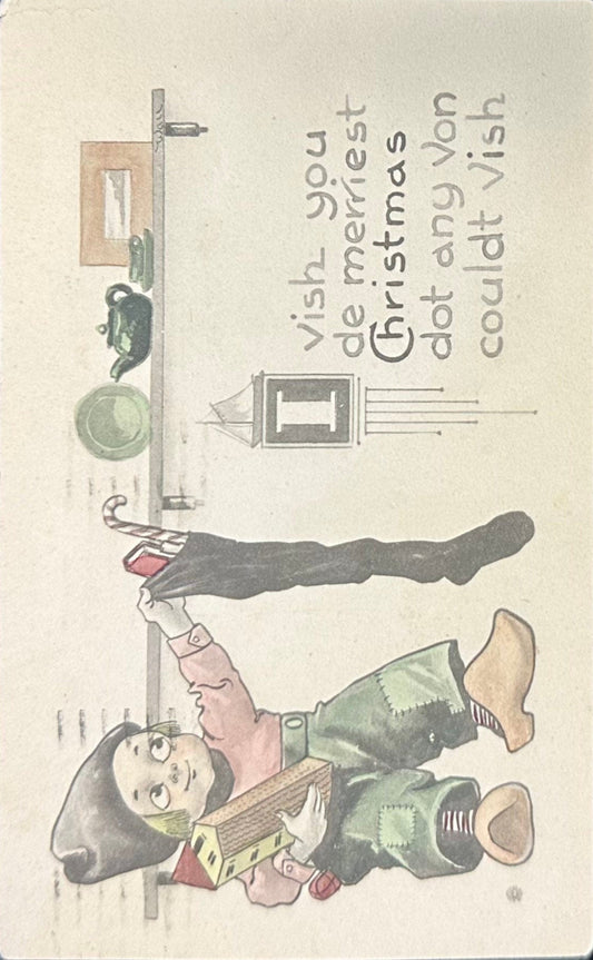 I vish you de merriest Christmas dot any von couldt vish- Vintage Dutch Postcard