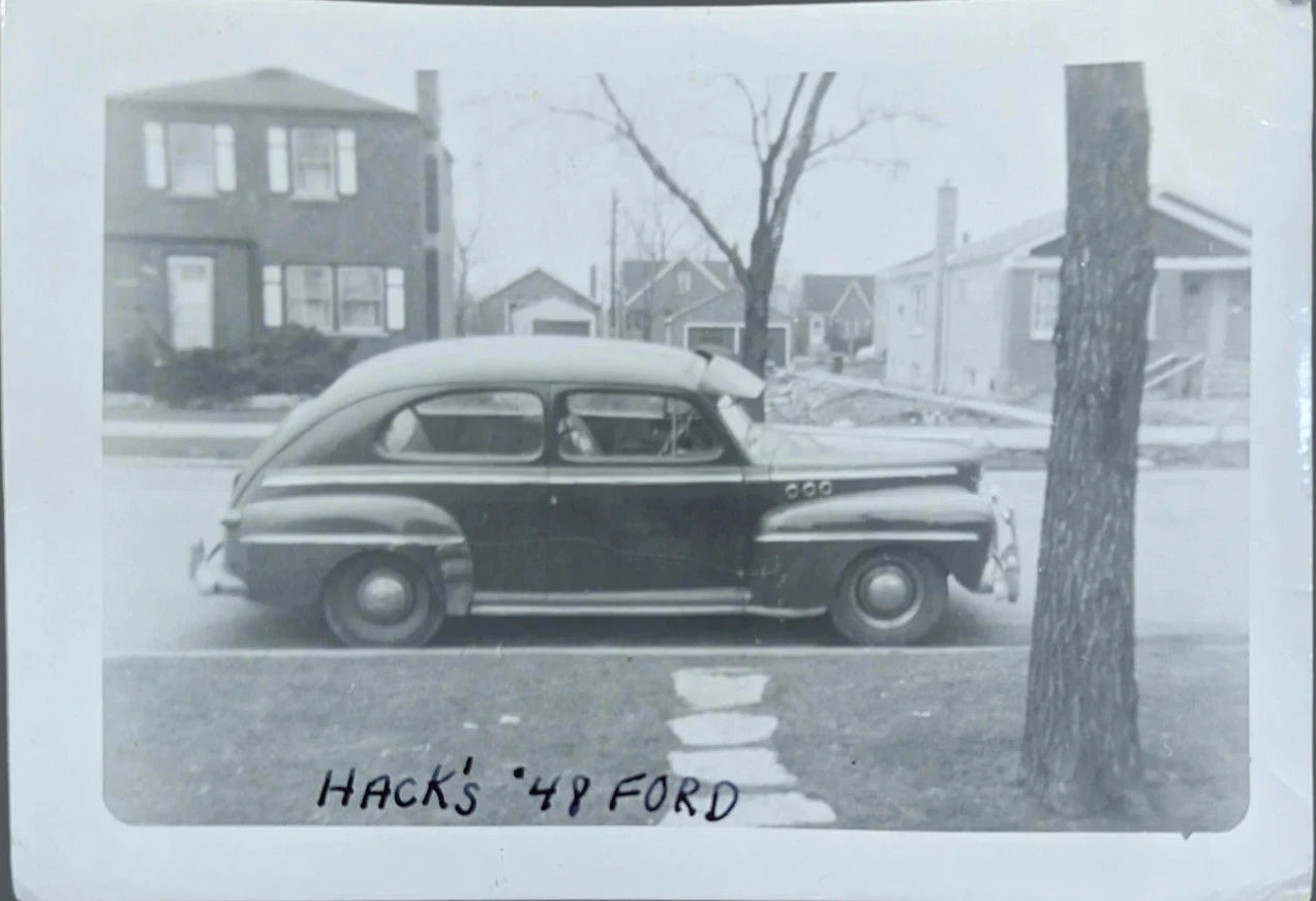 Black and White Photo of a 1948 Ford