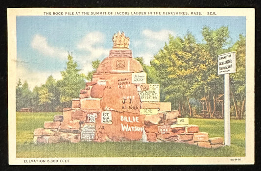The Rock Pile at the Summit of Jacobs Ladder in the Berkshires, Massachusetts - 22JL - Linen Vintage Postcard