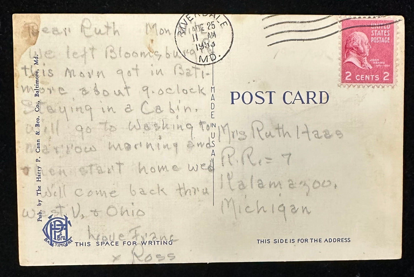 Western High School, Baltimore, Maryland - Linen Vintage Postcard