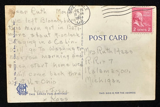 Western High School, Baltimore, Maryland - Linen Vintage Postcard