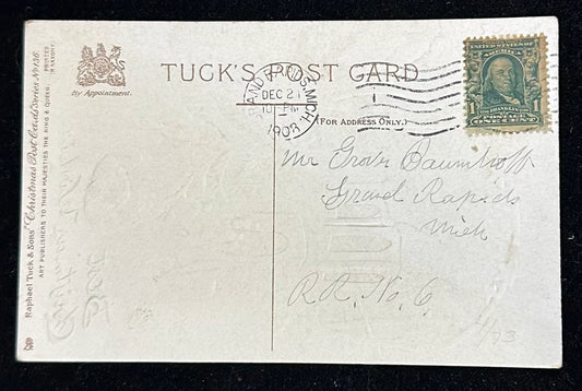 Winter Wonderland Church Service - Best Christmas Wishes - Vintage 1900s Postcard